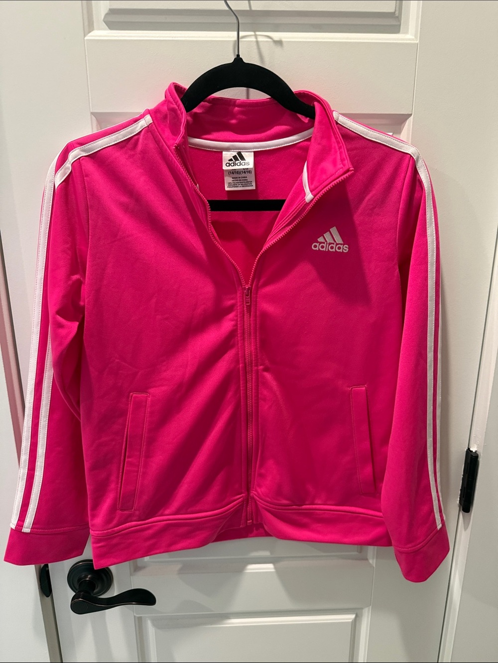 adidas Bright Pink Track Jacket with White Stripes - Picture 9 of 9